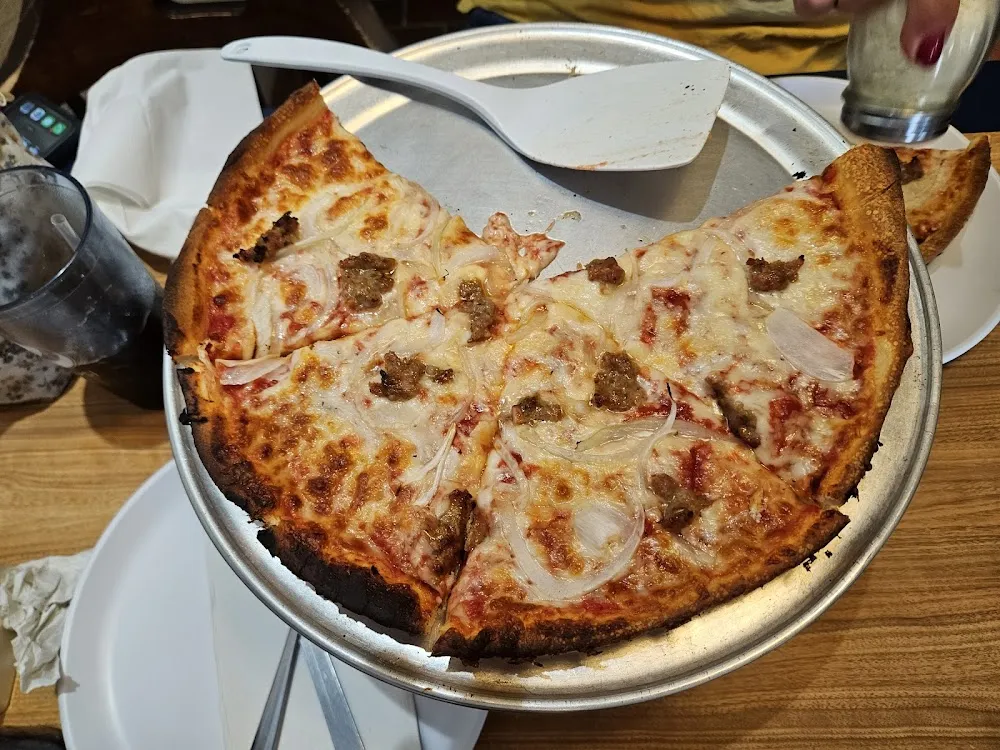 Thin Crust Cheese and Sausage Pizza